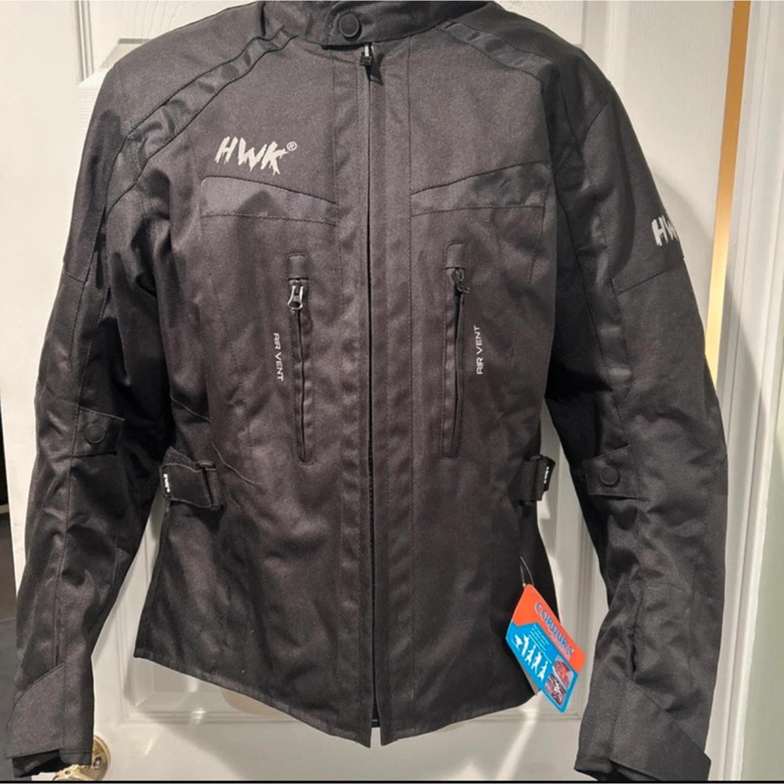 Hwk Womens Large Motorcycle Jacket Black Cordura Armored Air Vent Riding